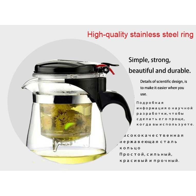 Teko Kaca Infuser Saringan Kopi Teh Chinese Teapot Maker Pitcher 500ml