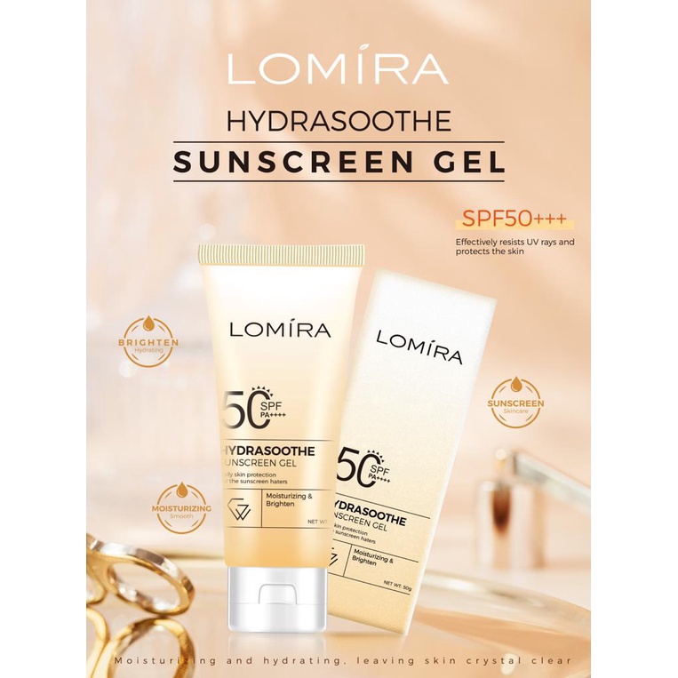 ✿ELYSABETHME✿ Lomira sunscreen gel hydrasoothe sunblock anti uv SPF 50+++++ pelindung wajah dari matahari