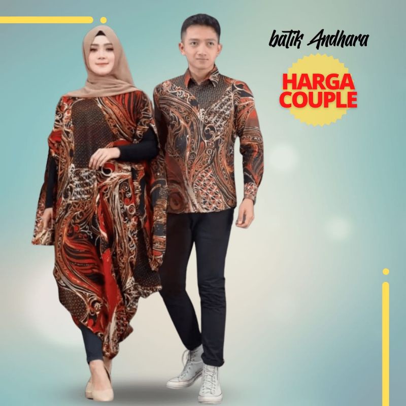 Couple Batik Modern Kondangan Set Kaftan Paris CPL10 ABS MERAH