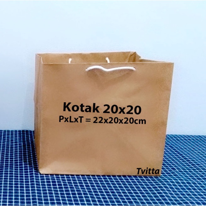 

[RESTOCK] Paperbag Polos Coklat Bolu Kotak 20x20 cm TERMURAH