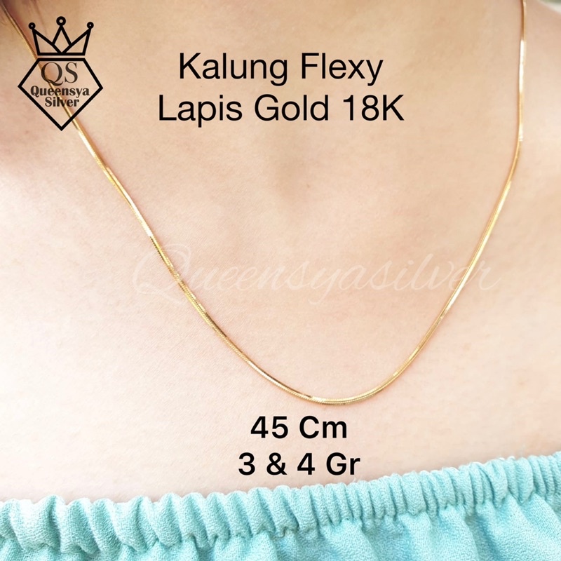 Kalung Perak Wanita KASANDRA FLEXI Lapis Emas Kuning Asli Silver 925