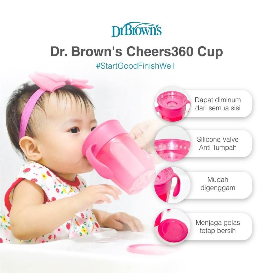 Dr. Brown's Baby Cheers 360 Cup With Handle 200ml Botol Minum Anak Anti Tumpah