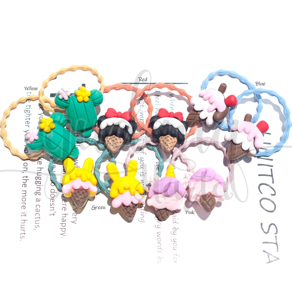 Ikat Rambut Anak Ice Cream With Ears Karet Es Krim Unik Lucu Hairband GH 200519