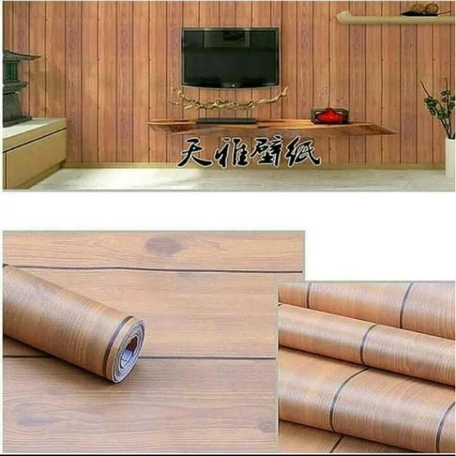 Wallpaper Sticker Dinding Motif KAYU COKLAT