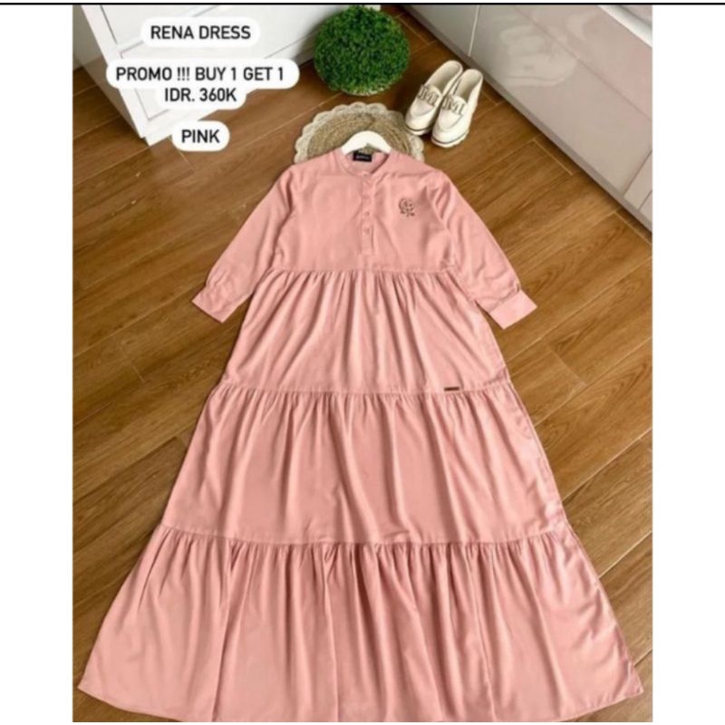 Dress RENA PINK by Journey (ORIGINAL)||Gamis Journey||Dress Journey||Buy 1 Get 1