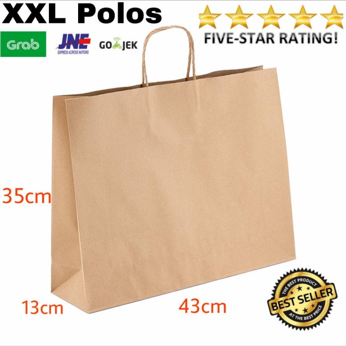 

Paperbag XXL Polos Coklat|Goddie Bag Kertas Coklat uk XXL 43x13x25cm