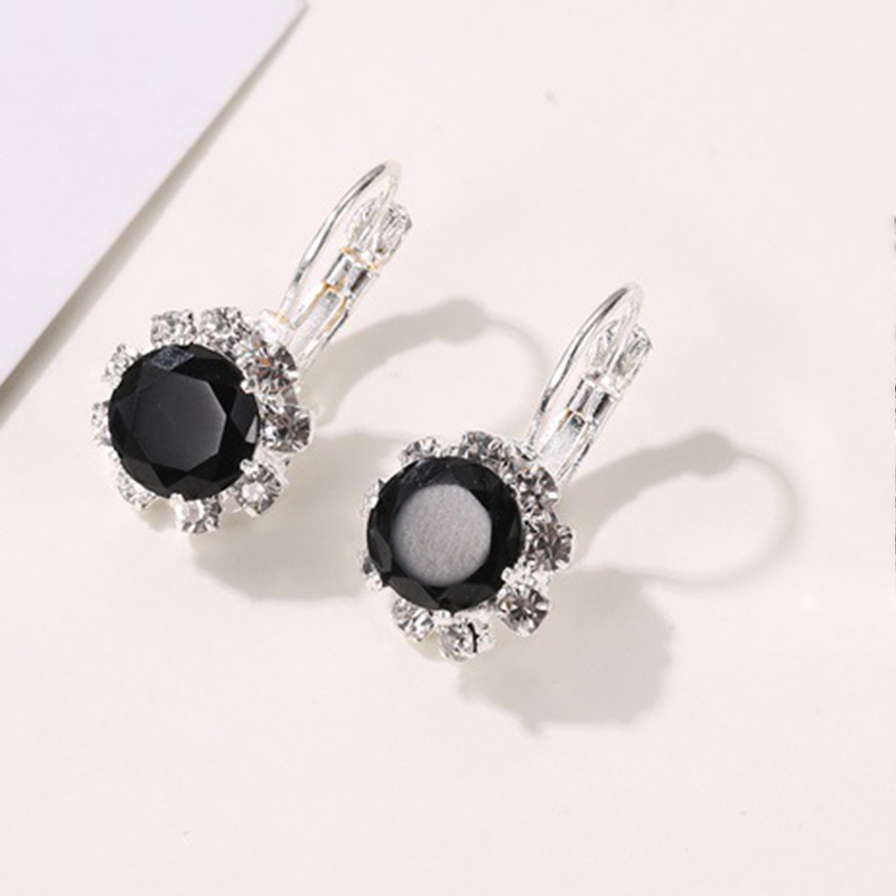 Hu Hu Hu Hu Hu Alat Bantu Pasang Kacamata♡ Anting Tusuk Bentuk Bunga Bulat Hias Kristal Cubic Zirconia Imitasi Untuk Wanita