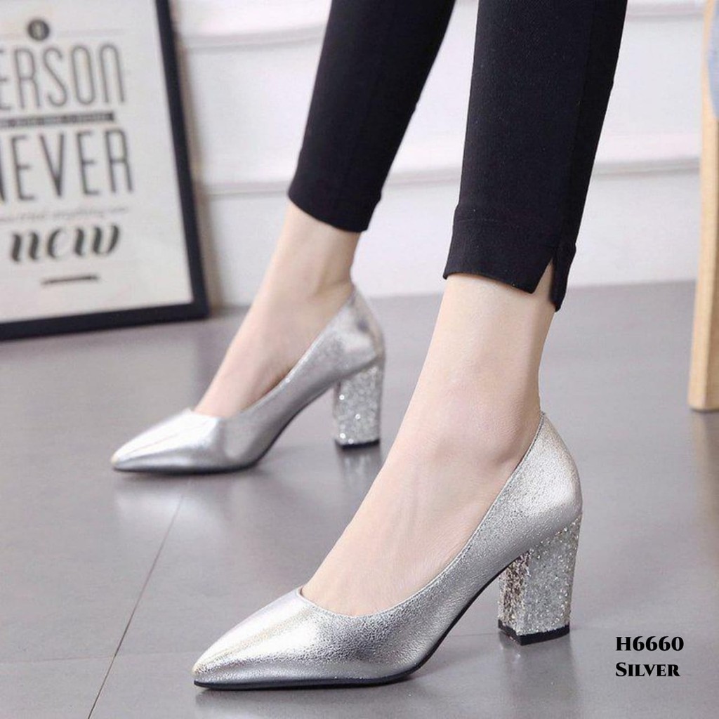 PRF RESTOCK Sepatu High Heels Shallow Glitters H6660