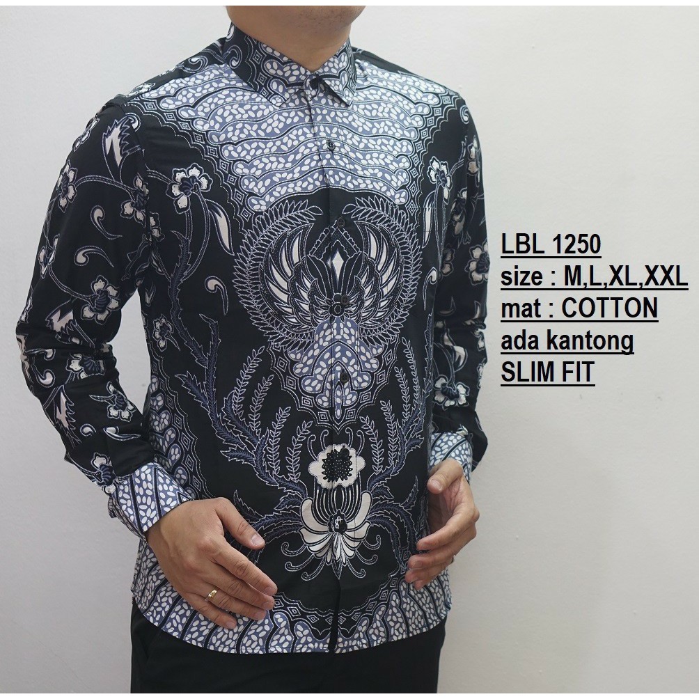 Luigi Baju Batik Pria Lengan Panjang Kemeja Batik Pria Lengan Pendek Slimfit BIRU Formal LBL1250