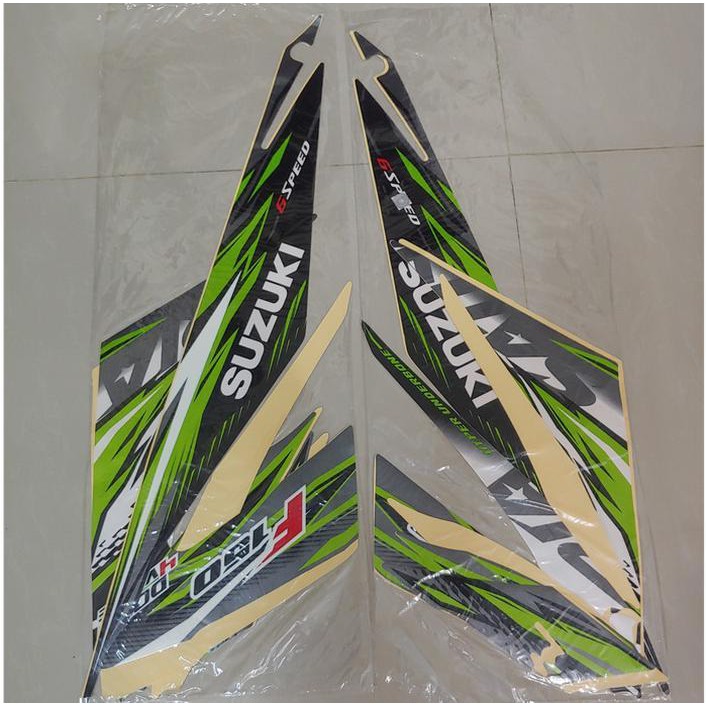 Stiker Bodi & Lis Body & Striping Satria Fu 2013 Hijau Hitam Facelift Murah