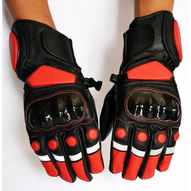 Sarung Tangan Kulit Asli Ninja Merah Bikers Nmax Turing Rider Terlaris