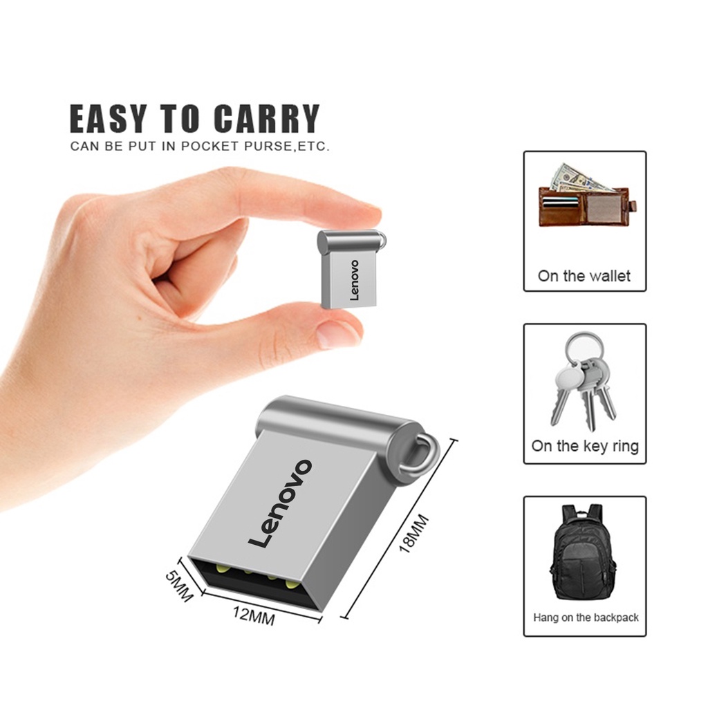 (Huluboy) Flashdisk USB 3.0 1TB 2TB High Speed Bahan Logam Untuk Lenovo U Disk