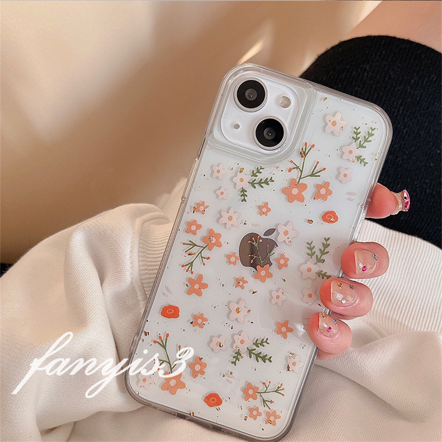 Compatible For iPhone 14 13 12 11 Pro Max XS Max XR X XS 8 7 6s 6 Plus 12 13 Mini SE 2020 INS Flowers Phone Case Clear TPU Soft Protective Cover