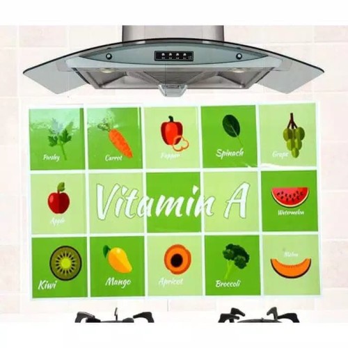 [COD] Wallpaper Stiker Dapur ANTI MINYAK 45 x 70 cm bahan Aluminium Foil Wallpaper Dapur Motif Buah