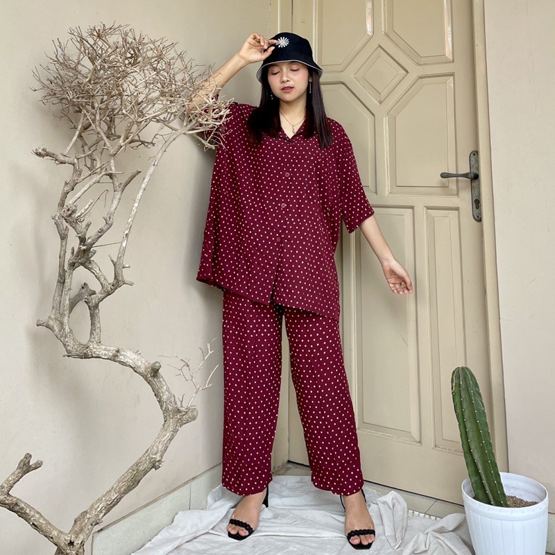 One Set Rayon Oversize - Piyama Rayon | Pajamas Katun Rayon | Premium Quality | Setelan Tie Dye Ld 1