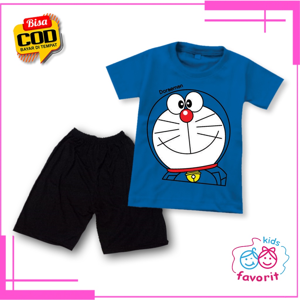 SETELAN ANAK PEREMPUAN OBLONG BAHAN KATUN GAMBAR DORAEMON SETELAN ANAK CEWEK KEKINIAN 1 TAHUN-10 TAHUN