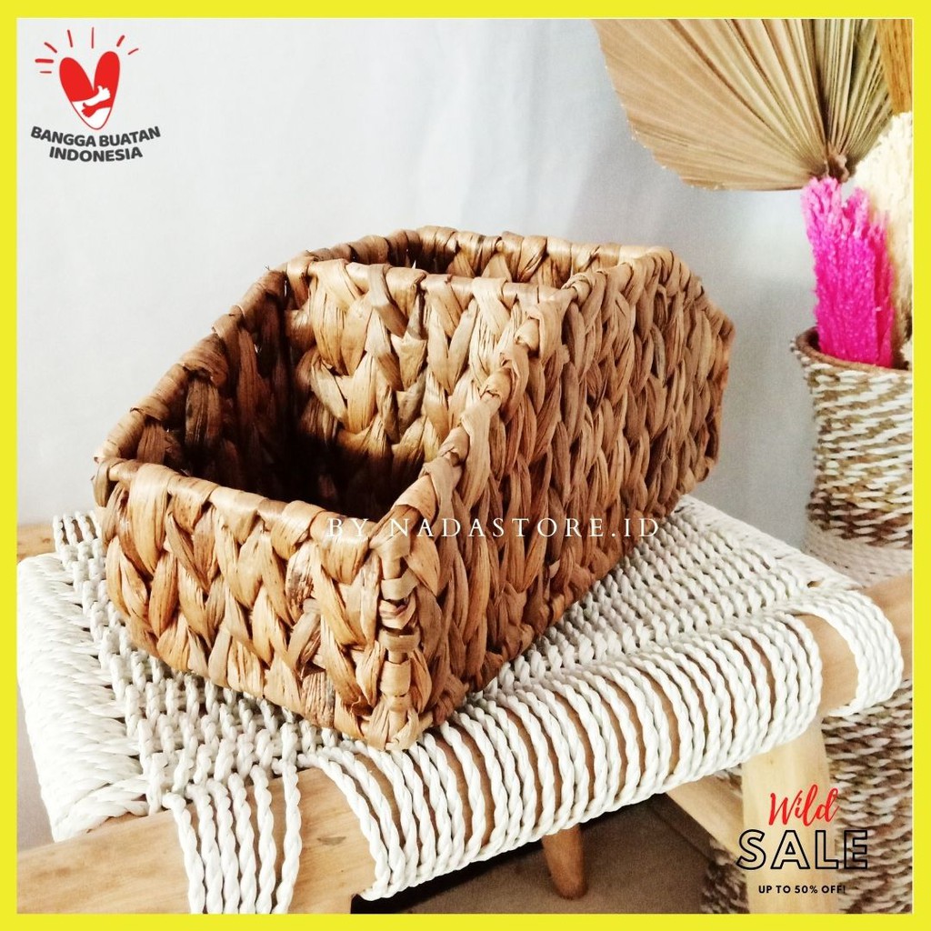 BW-003 3-SECTION WICKER STORAGE WATER HYACINTH HANDMADE BY NADASTORE