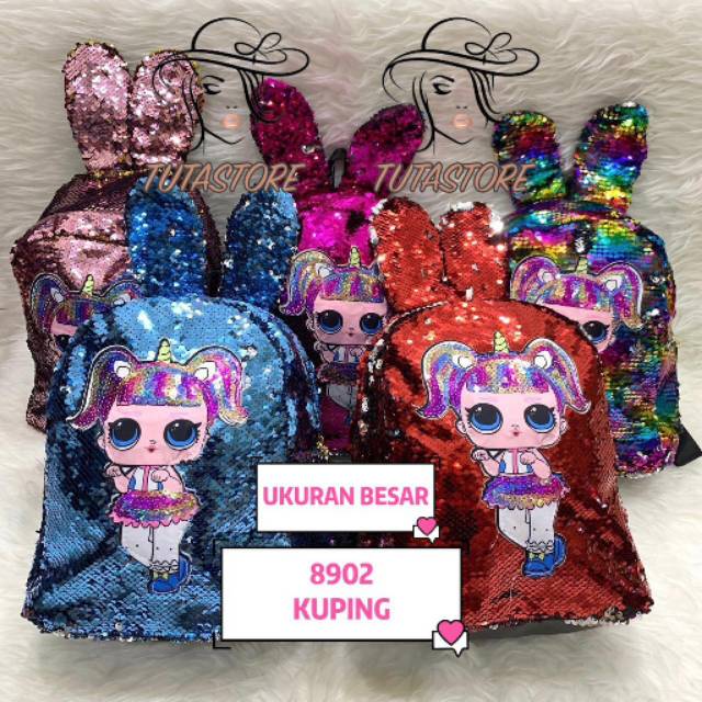 TAS RANSEL ANAK SEQUIN LED USAP LOL BESAR  UNICON & RATU IMPORT BERKUALITAS