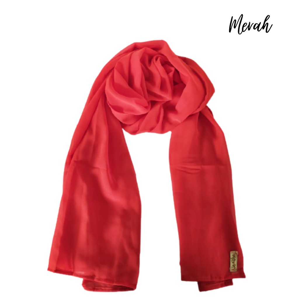 PASHMINA CERUTY PREMIUM 180x75 CM TEPI JAHIT RAPI HIJAB CERUTY PASMINA CERUTTY WARNA PART 1-MERAH