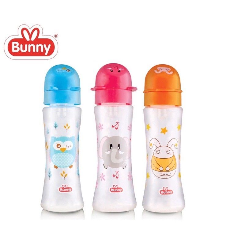 lov me❤  LUSTY BUNNY Botol Susu Bayi Reguler Slim Neck BPA FREE - Tutup Karakter ADB6003 DB1211 DB2411