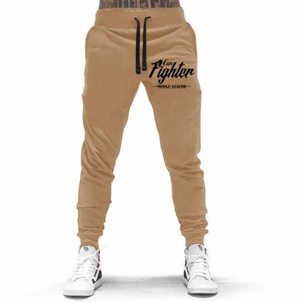 CELANA PANJANG JOGGER TULISAN I AM FIGHTER BAHAN FLEECE TEBAL / NYAMAN DIPAKAI KUALITAS BAGUS