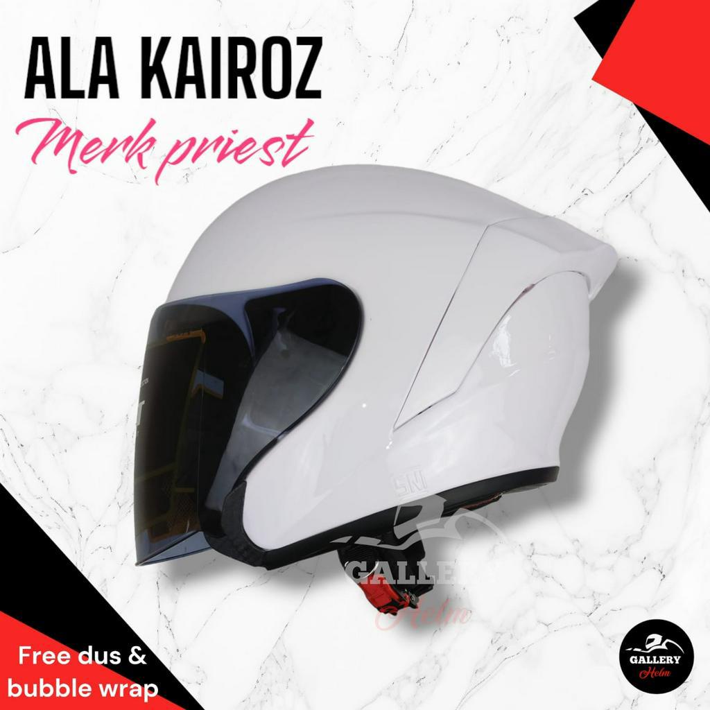 HELM PRIEST KAIROZ PUTIH SOLID | HELM HALF FACE KEKINIAN SNI | MODEL NJS KAIROZ
