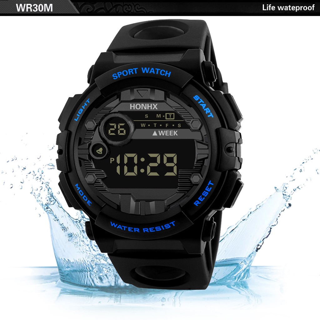 Jam Tangan Pria Digital Rubber Luminous Display Watchkite / HONHX Electronic Watch Import