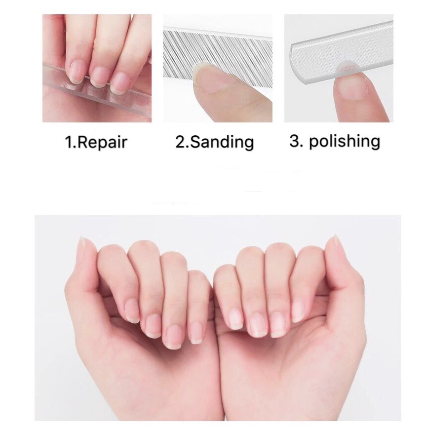 [Bisa COD] Kikir Kuku Mengkilap Bening Kikir Kuku Manicure pengkilap kaca asahan kuku nail file buffer shiner nano file