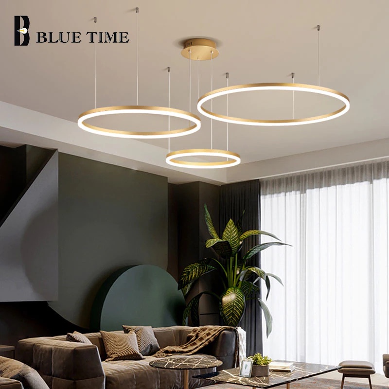 Lampu LED Plafon Modern Ceiling Light 3 Ring 90 W Tri-color - M235 - Golden