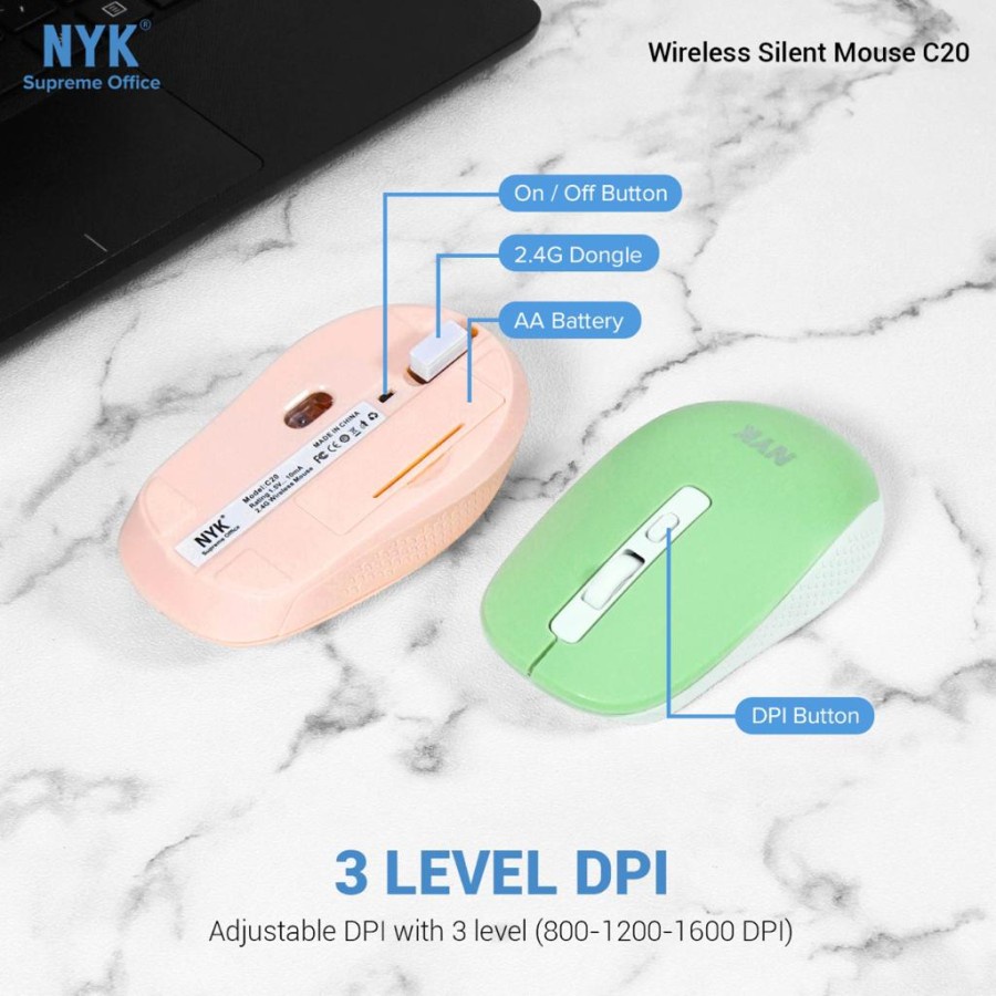 Mouse Wireless Silent NYK C20 Design Style Color