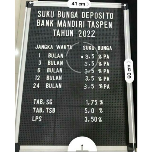 

Baru Papan Moviboard Taspen Bankmandiri 60X45Cm.