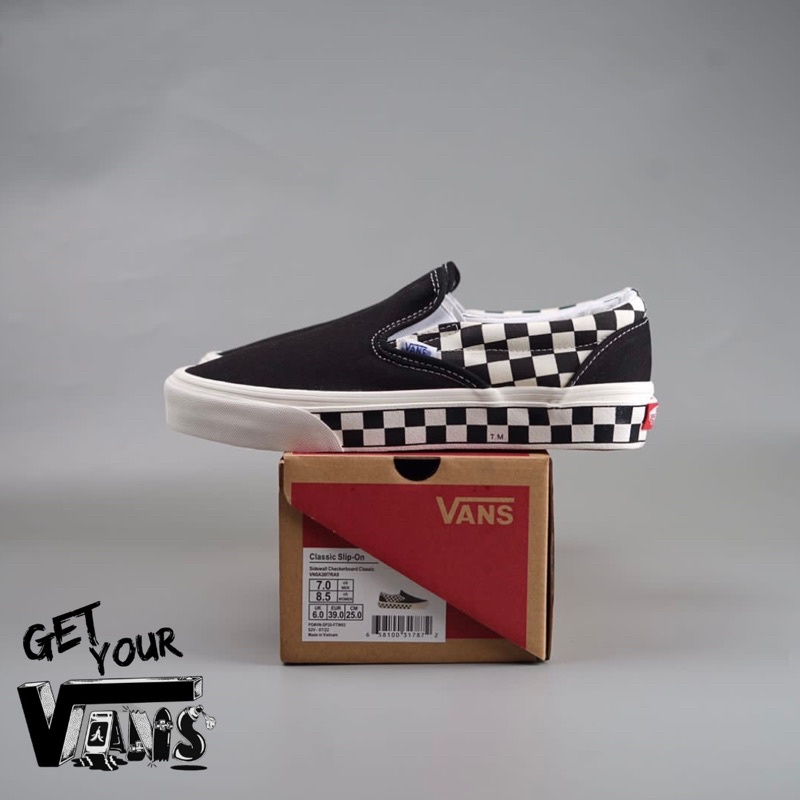 Vans Slip on Sidewall Checkerboard Original 100% Bnib