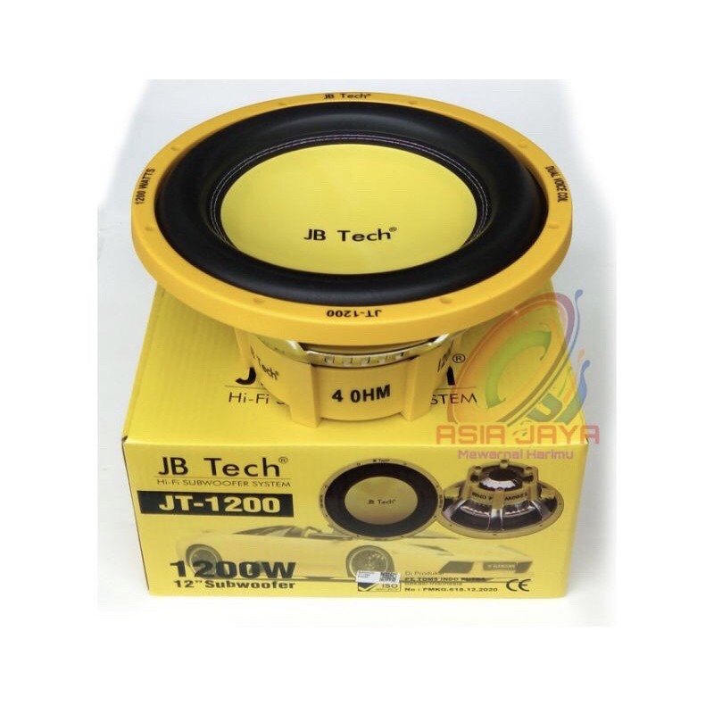 Subwoofer JB Tech JT-1200 12 inch 1200watt max power sub bass mobil