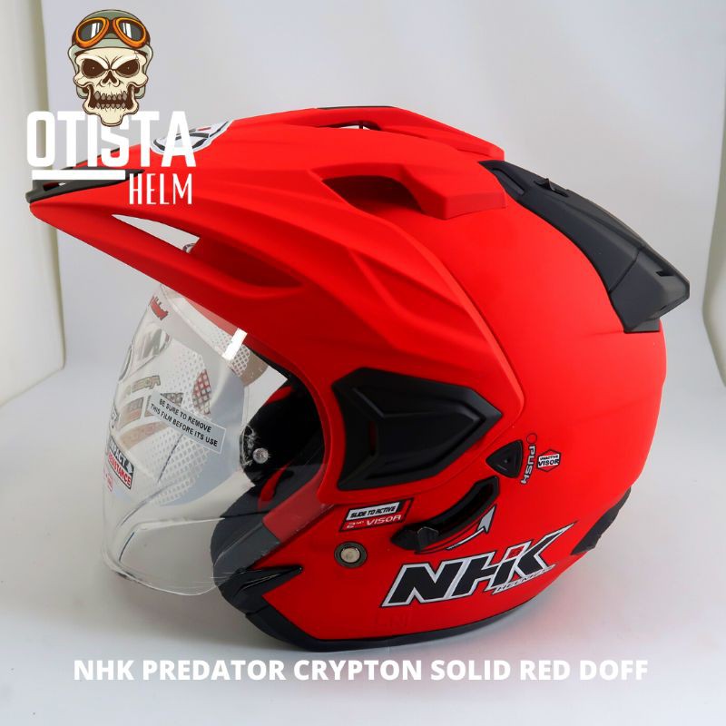 Helm Half Face Nhk Predator Crypton Solid Red Doff Merah Matte Dof Polos