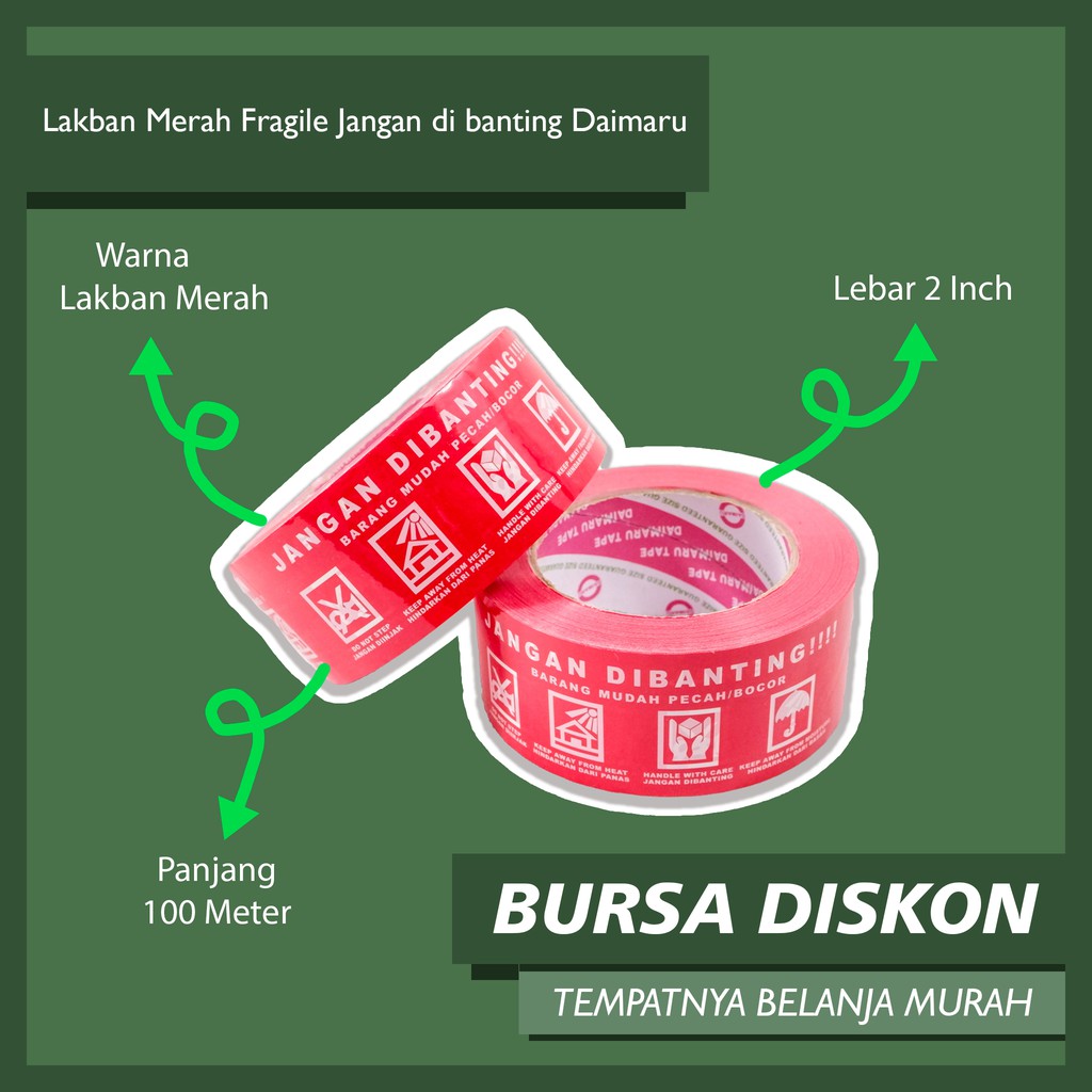 

Lakban Fragile Merah Daimaru dan Nanko 2 inch 5 cm Solasi Solatip Tape Jangan Dibanting Ditumpuk