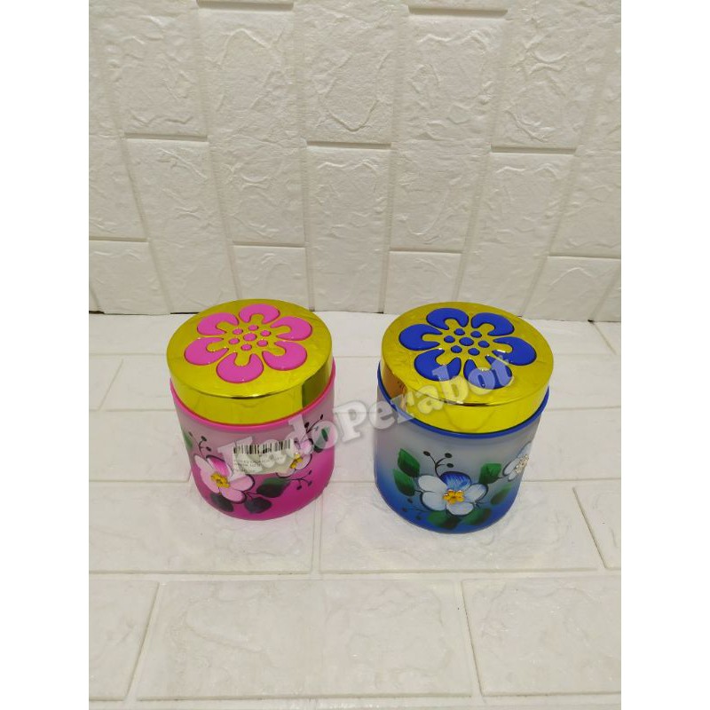 Toples kaca kue motif warna 10x12 - toples kaca kue - toples kue lebaran