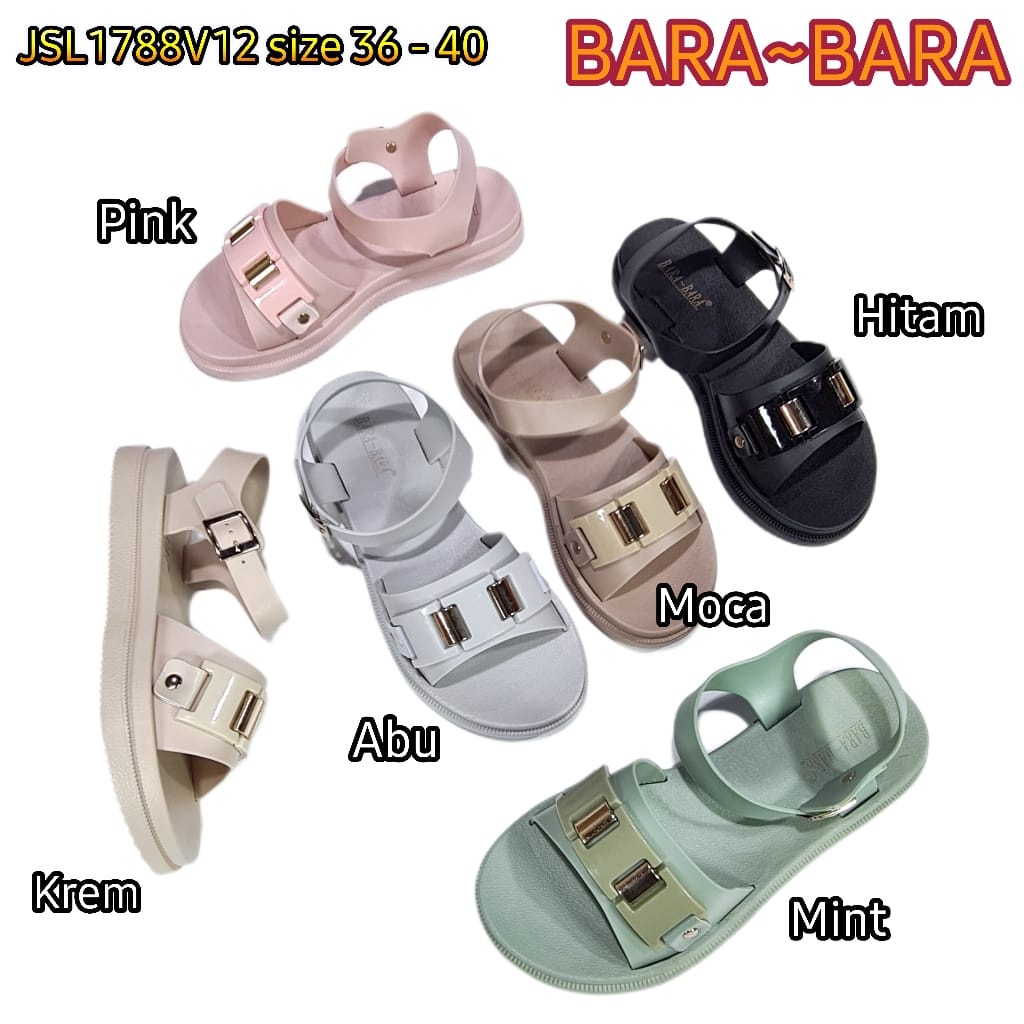 jelly sandal tali wanita barabara karet import sendal cewek bara bara JSL1788V12