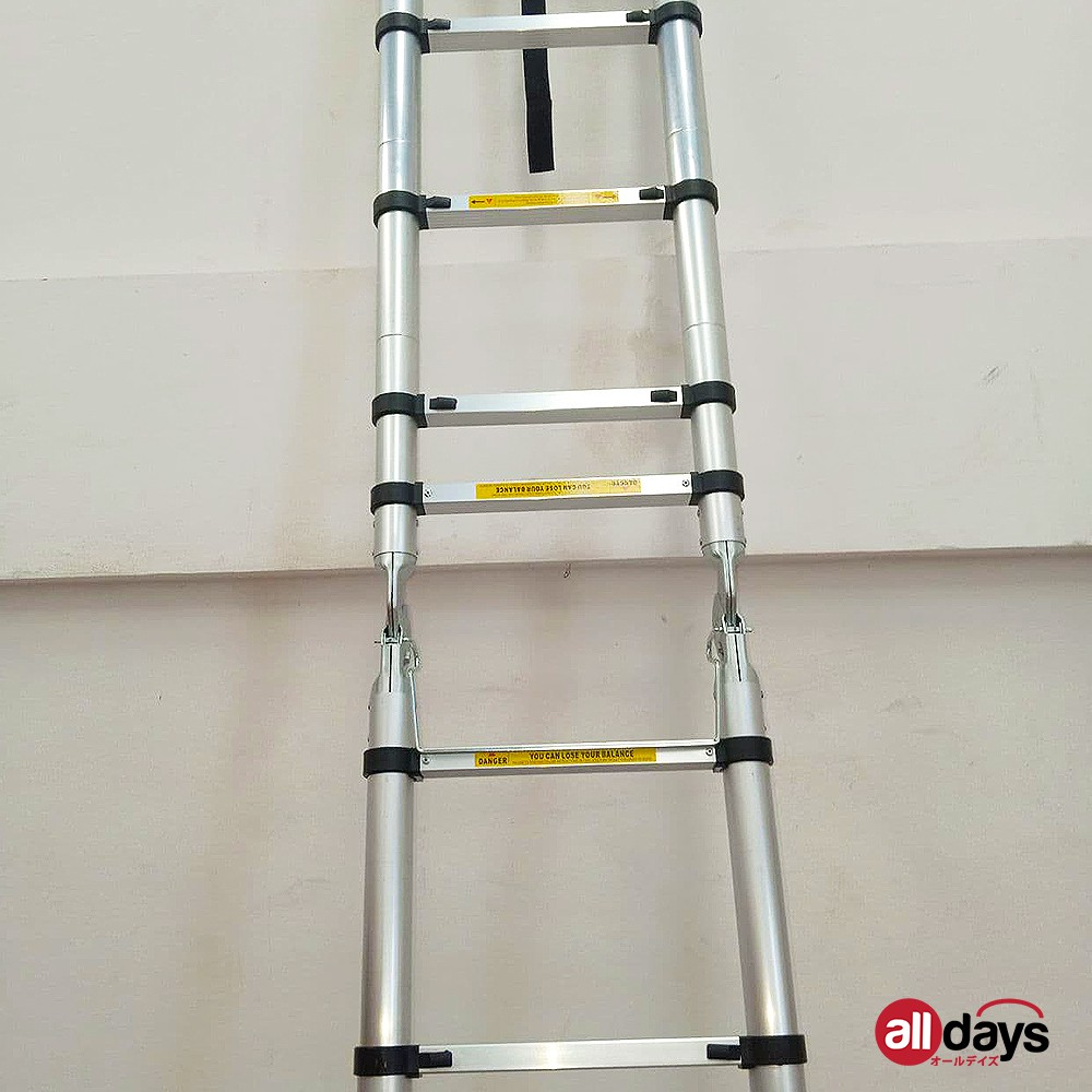 Alldays 2 in 1 Tangga Lipat Teleskopik DOUBLE STRAIGHTABLE 2,8 + 2,8 METER Alumunium Ladder Bahan Kuat, Praktis, Simple