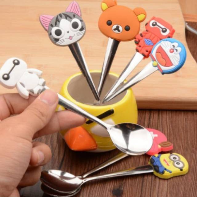 Sendok Teh Karakter Sendok Anak Motif Kartun Hadiah Souvenir Pesta Stainlees - LPM Shop
