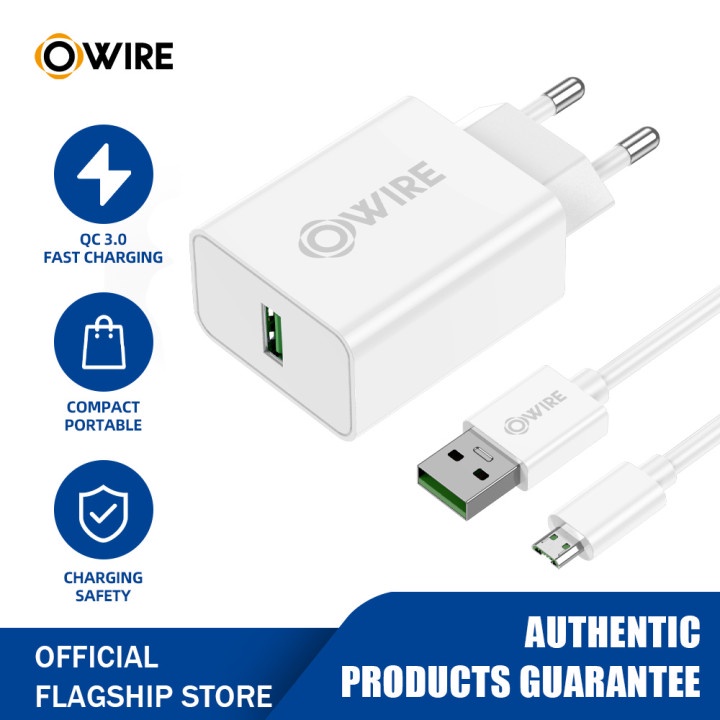 Jual Owire Usb Micro 4a Quick Fast Charging 1m Cable Qc3 0 18w Adaptor Charger Oppo Android Indonesia Ee - Best Usb Wall Charger For Android
