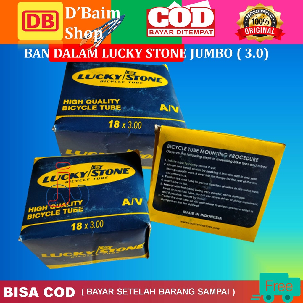 Ban Dalam sepeda Jumbo Atau Fat (18 x 3.0) Lucky Stone