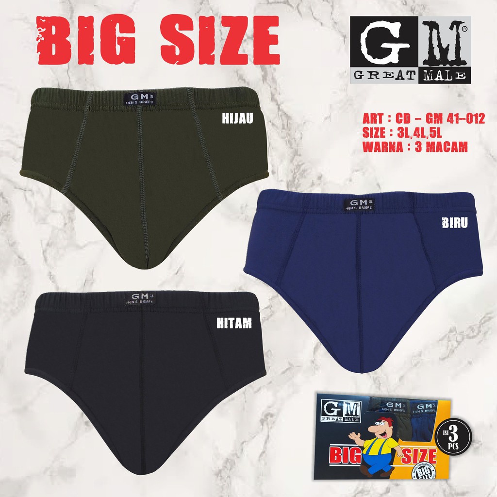 3pcs Celana Dalam GM Jumbo Pria Dewasa | CD Laki Laki Dewasa Big Size | Open Sorx Grosir 3pcs