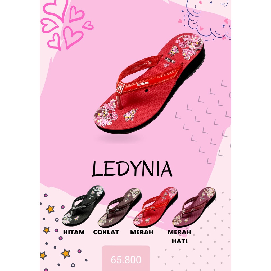 Ardiles LEDYNIA - Sandal Japit / Fashion Hak Sedang Wanita Original Ardiles