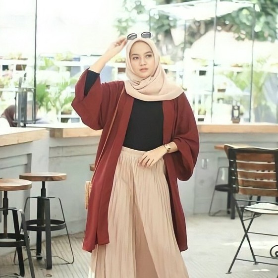 AFA-Baju atasan wanita long cardigan Basic Casual Cardigan Outer Wanita Murah