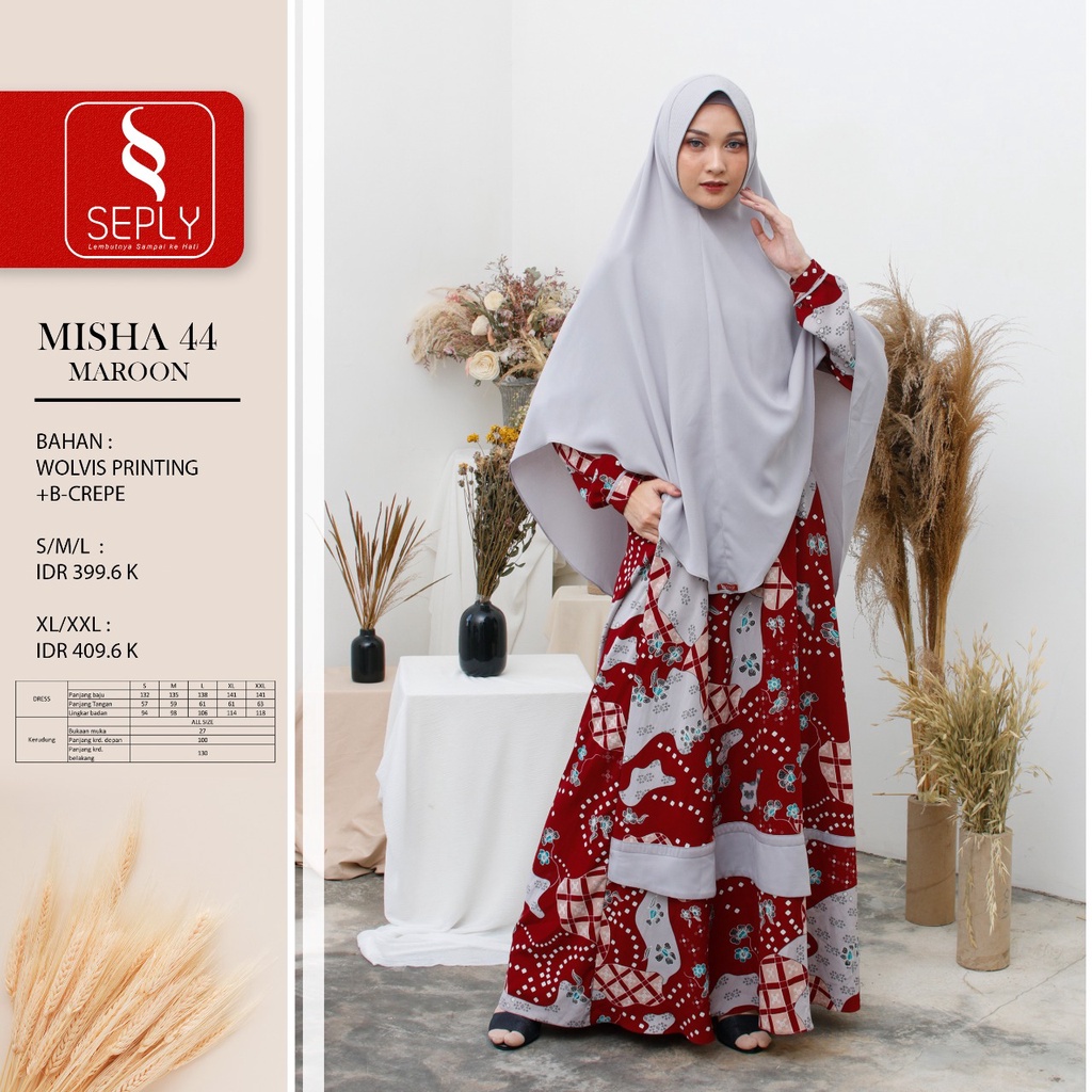 GAMIS TERBARU 2021 SEPLY MISHA 44 MAROON