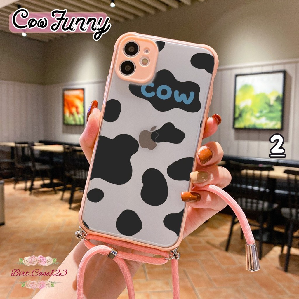 Softcase Slingcase Lanyard Choice COW FUNNY Iphone 11 12 Mini Pro Max BC4550