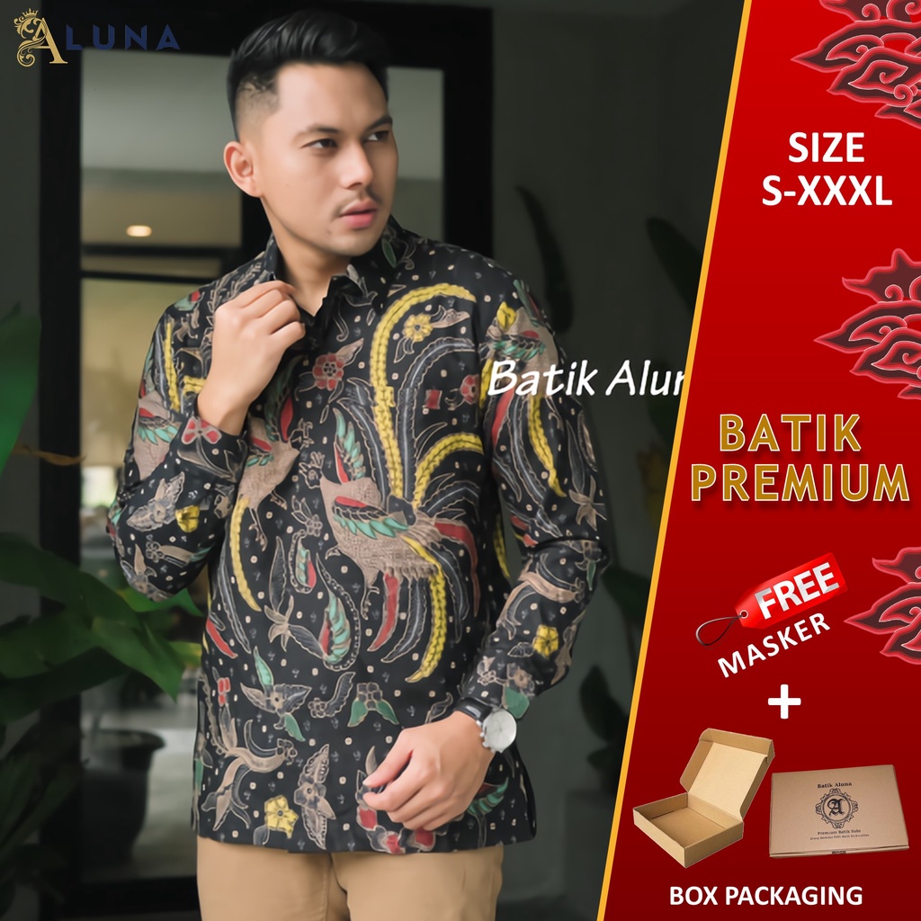 BAJU KEMEJA BATIK PRIA COWOK LENGAN PANJANG REGULER PREMIUM ORIGINAL MODERN KEREN JUMBO ALUNA 110