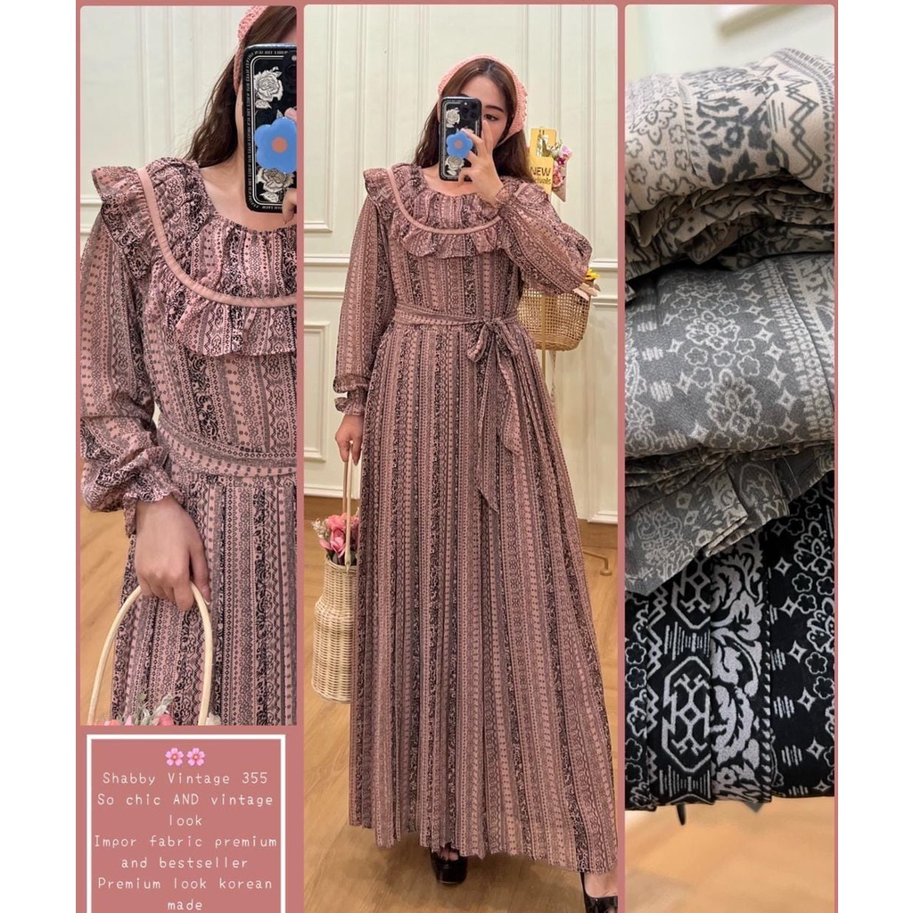 GAMIS CERUTI PLISKET PREMIUM SHABBY DRESS KOREA ORI YUNA FASHION