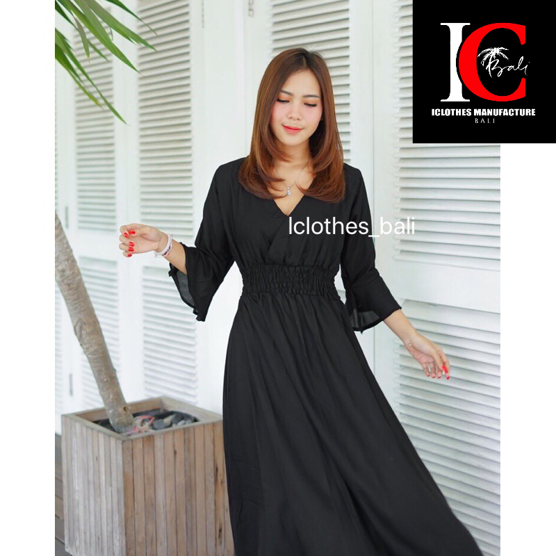 DRESS LENGAN TROMPETMOTIF POLOS TERBARU MLT001