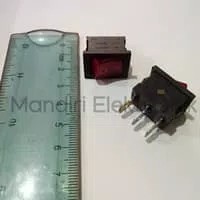 Socket Switch Mini 3 Pin Merah (+Lampu)